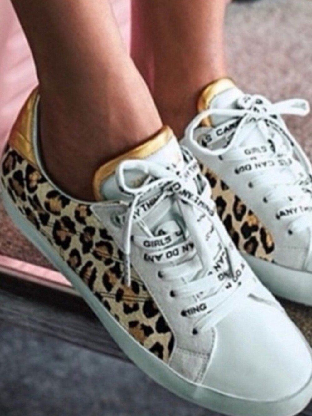 Zadig & Voltaire Cheetah Print/ White Leather Sneakers Size 39